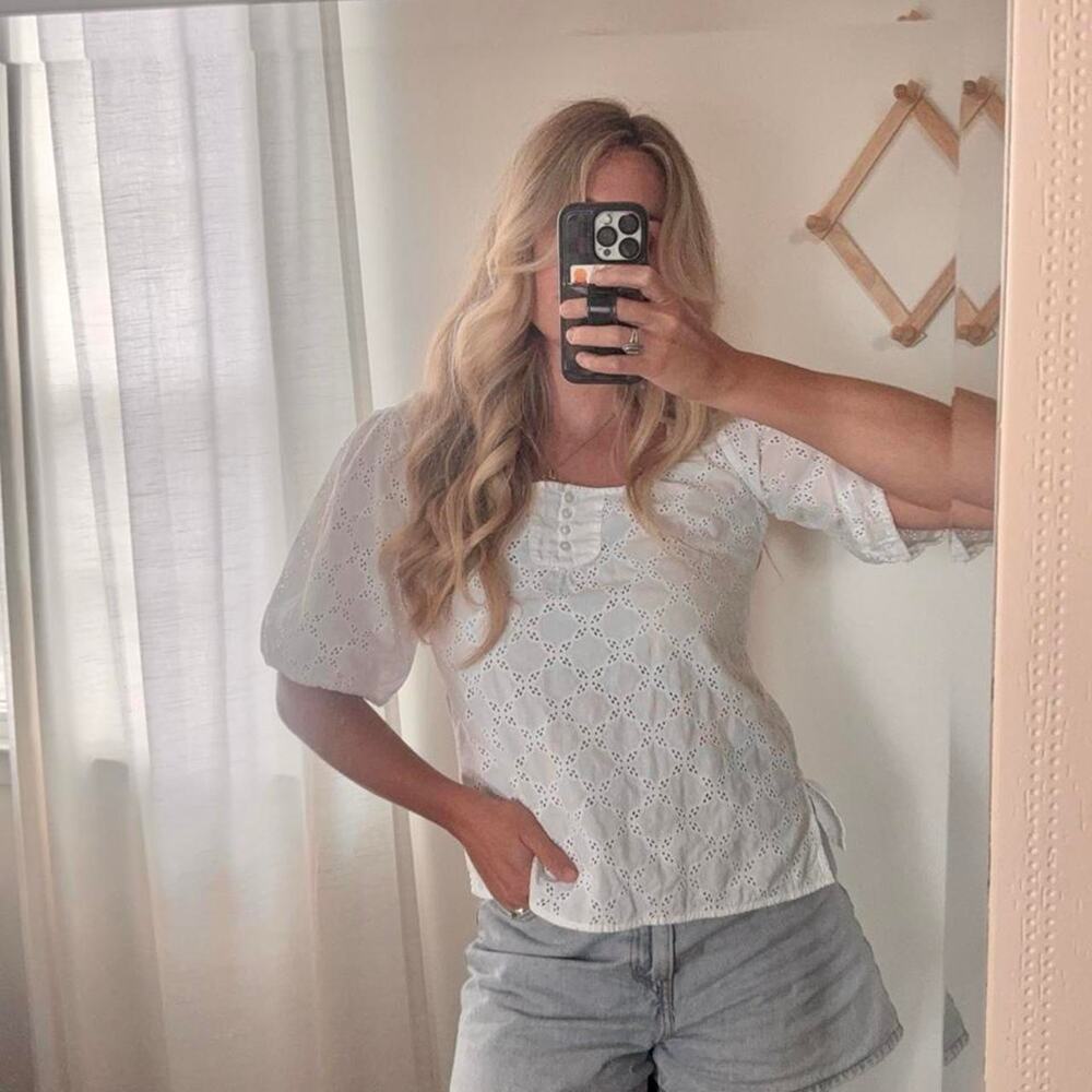 White eyelet blouse by loft - Picture 2 of 6